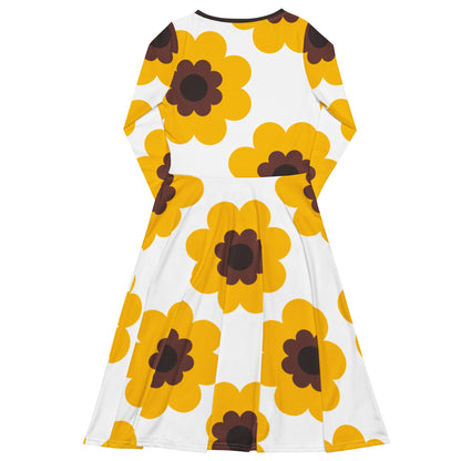 Midi dress - FANCY BLOOM yellow - Pretty floral print