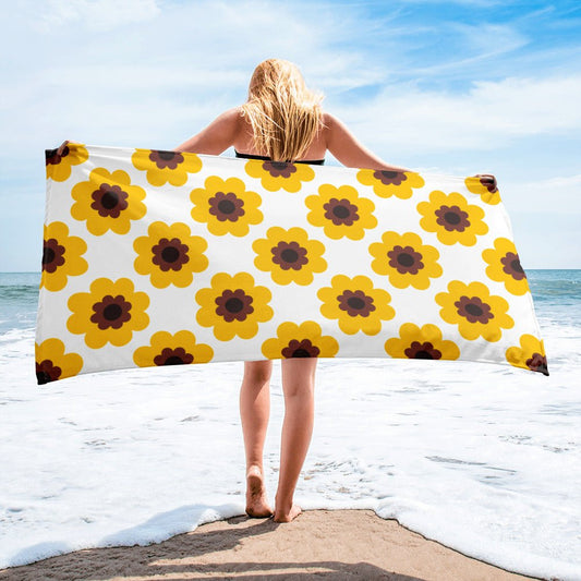 Towel - FANCY BLOOM yellow - Pretty Floral Print