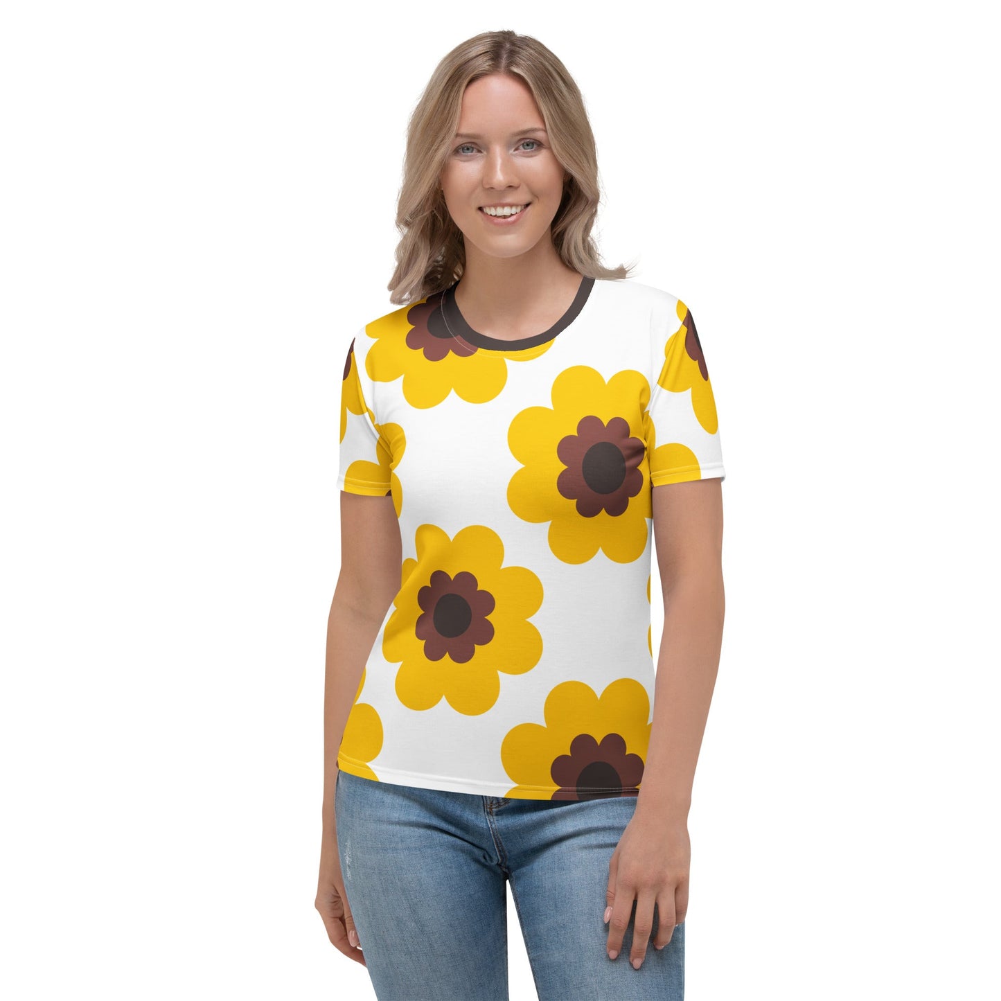 Woman's t-shirt - FANCY BLOOM yellow - Pretty floral print