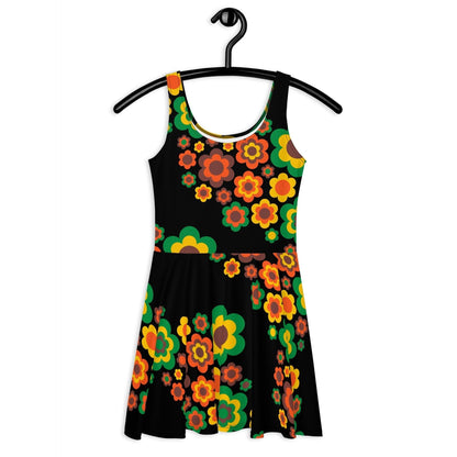 Skater dress - FLORA FOREVER retro - Floating flower print 3XL