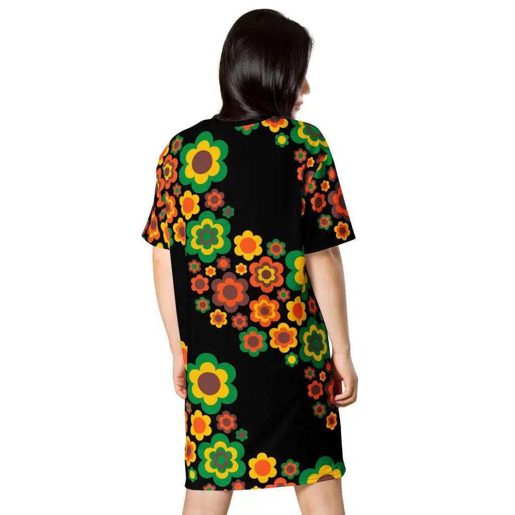 T-shirt dress - FLORA FOREVER retro - Floating flower print