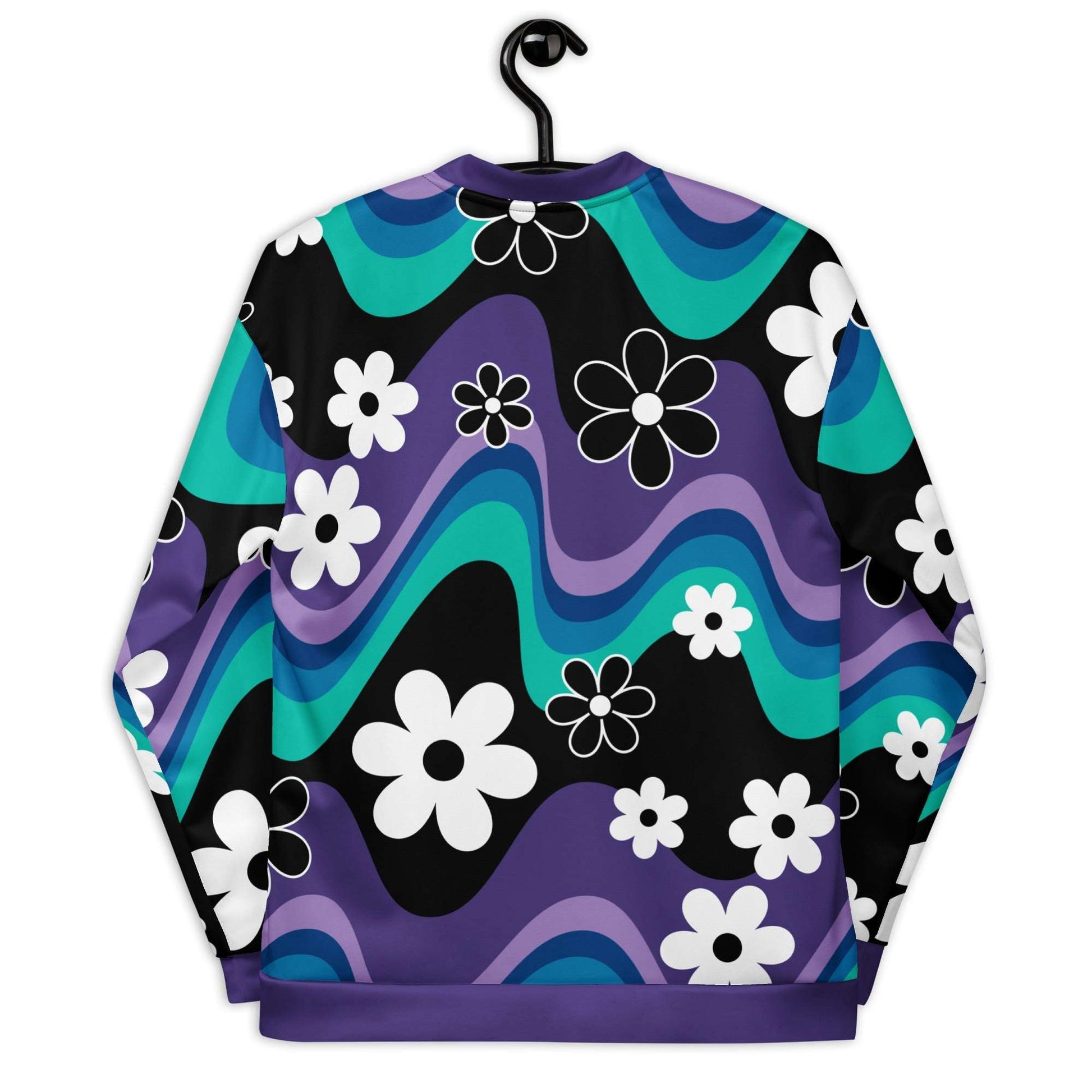 Bomber jacket - FLORA RAVE purple - Bold stripes and flowers print