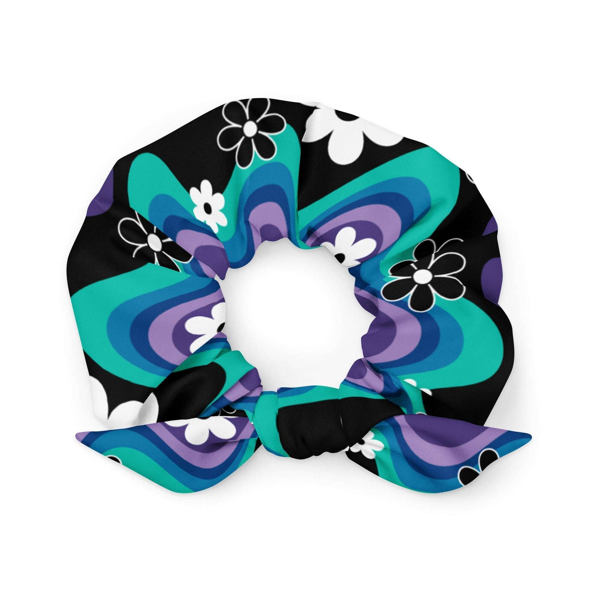 Scrunchie - FLORA RAVE purple - Bold stripes and flowers print Default Title