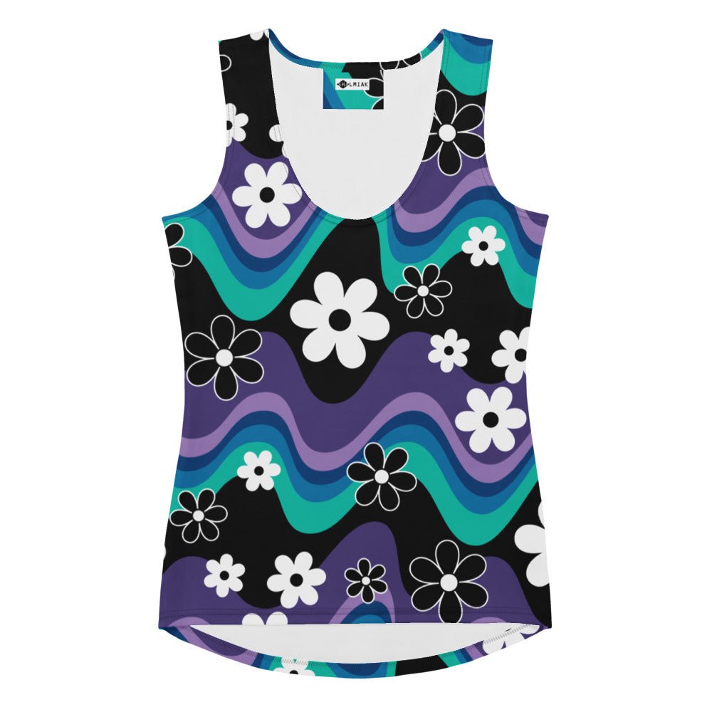 Tank Top - FLORA RAVE purple - Bold Stripes With Flowers