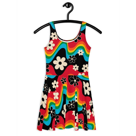 Skater dress - FLORA RAVE - Bold stripes and flowers print 3XL