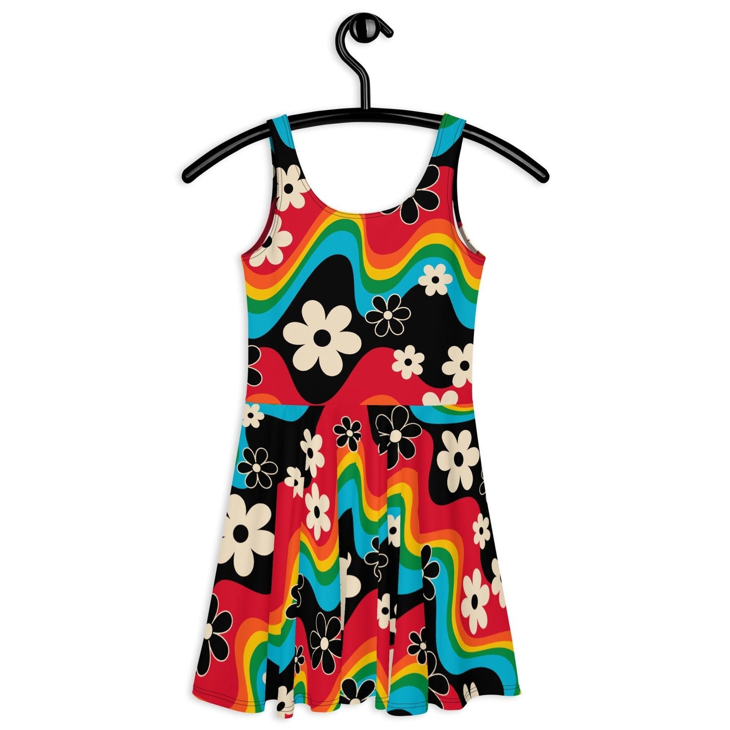 Skater dress - FLORA RAVE - Bold stripes and flowers print