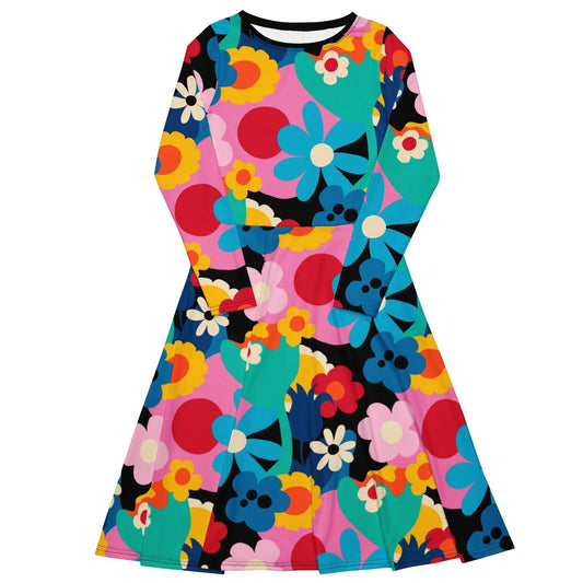 Midi dress - FLORALEI - Artsy flower print 6XL