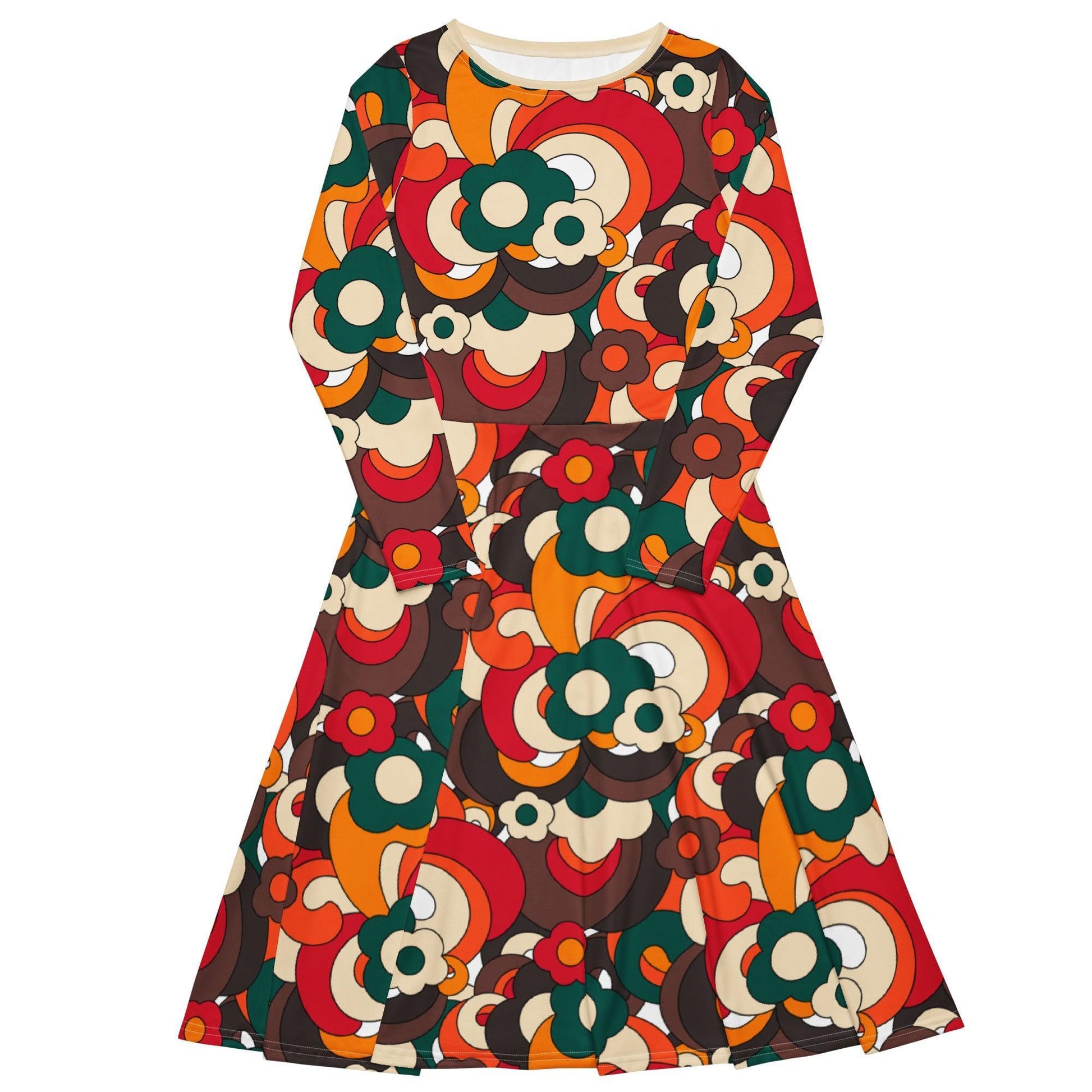 Midi dress - FLORENCE retro - Elegant floral print 6XL