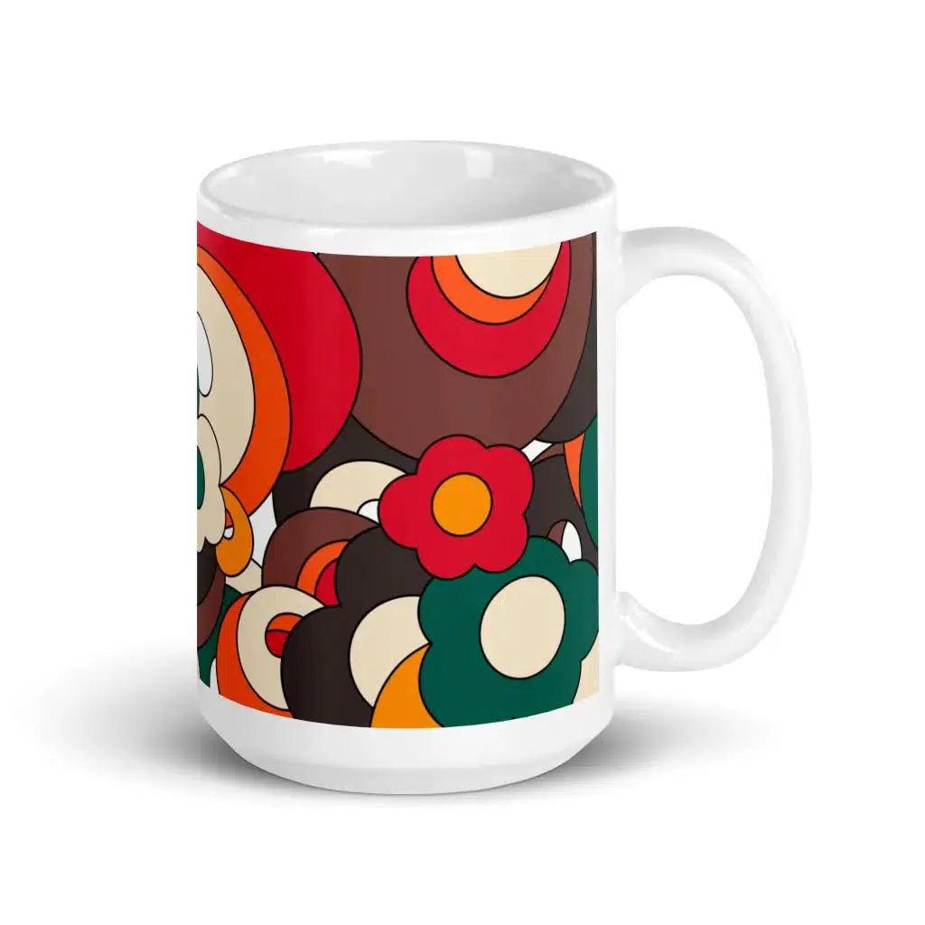 Mug - FLORENCE retro - Elegant floral print 15oz