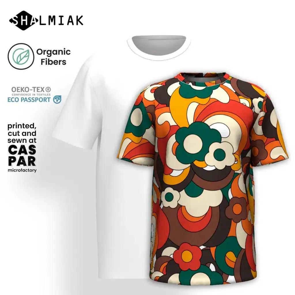 Organic cotton t-shirt - FLORENCE retro - Elegant floral print