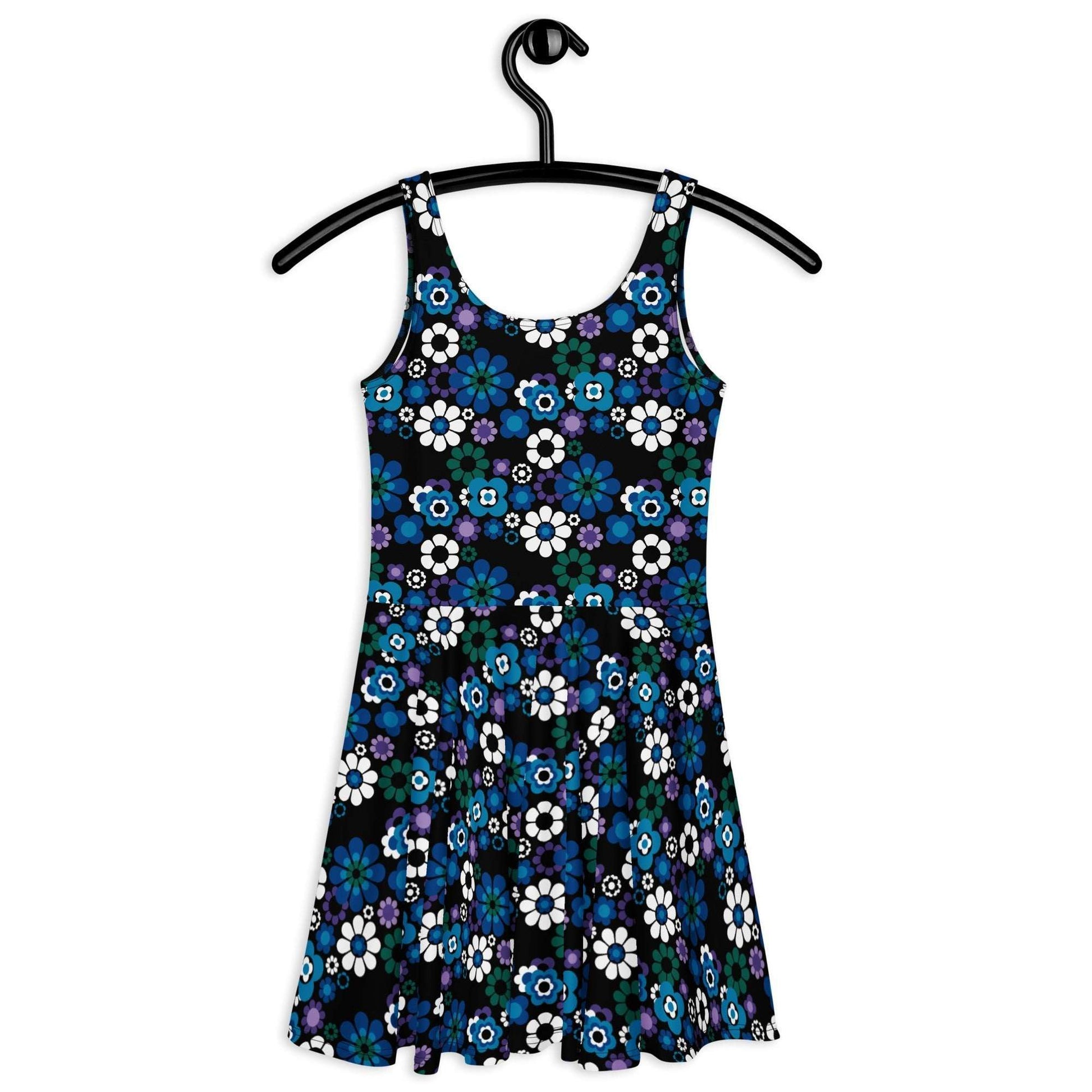 Skater dress - FLOW-POW blue - Funky flower power print