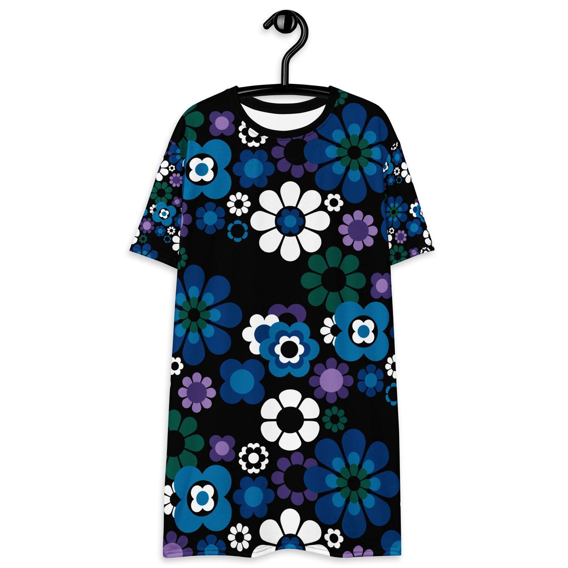 T-shirt dress - FLOW-POW blue - Funky flower power print 6XL