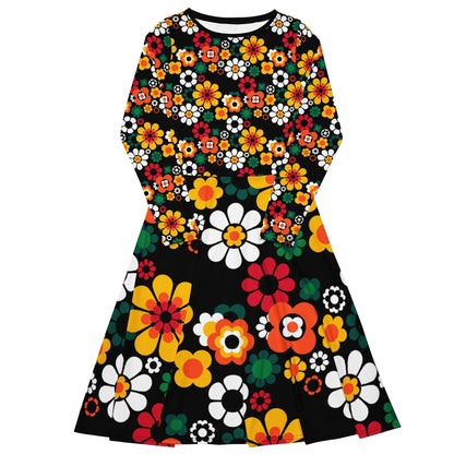 Midi Dress - FLOW-POW retro - Funky Flower Power Print