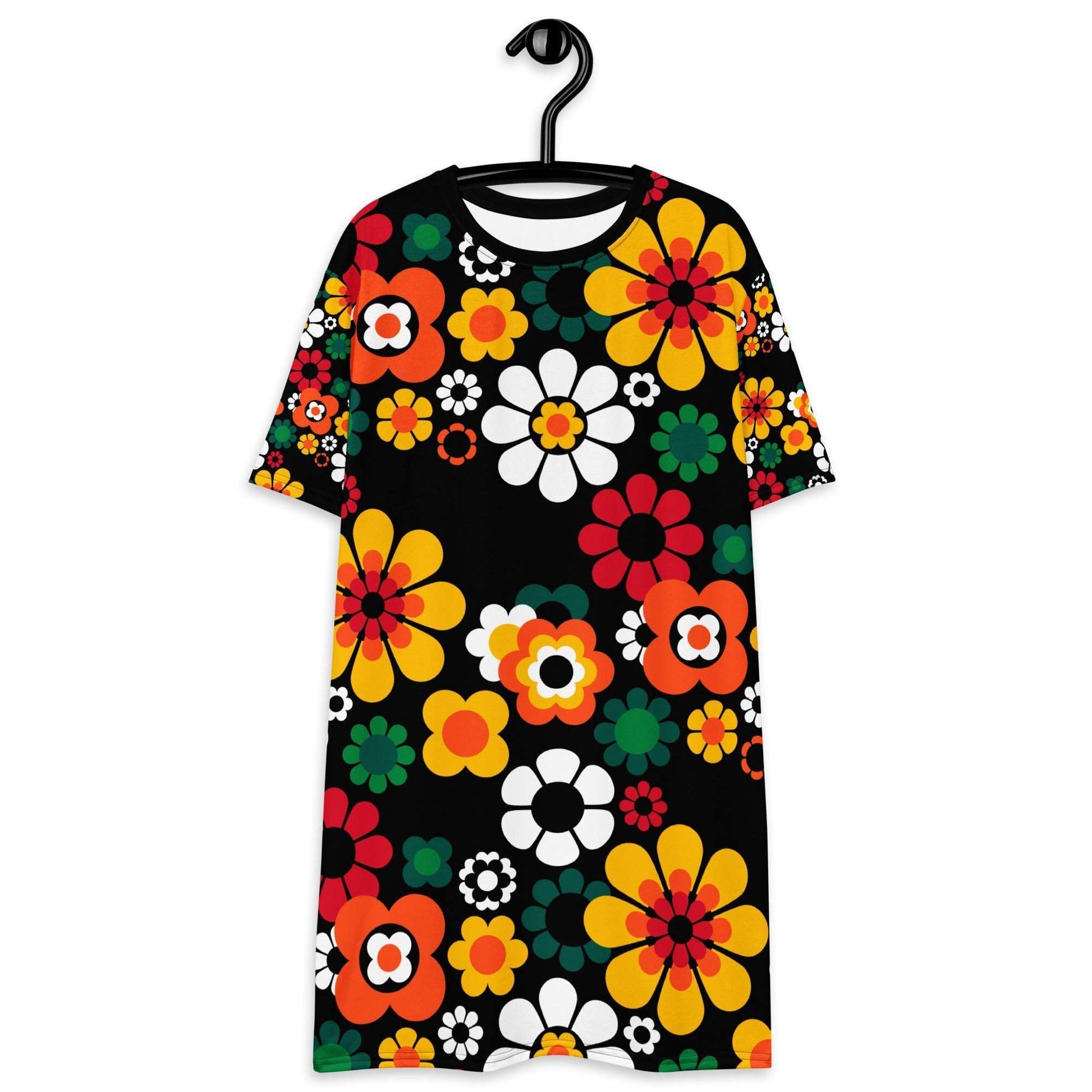 T-shirt dress - FLOW-POW retro - Funky flower power print 6XL
