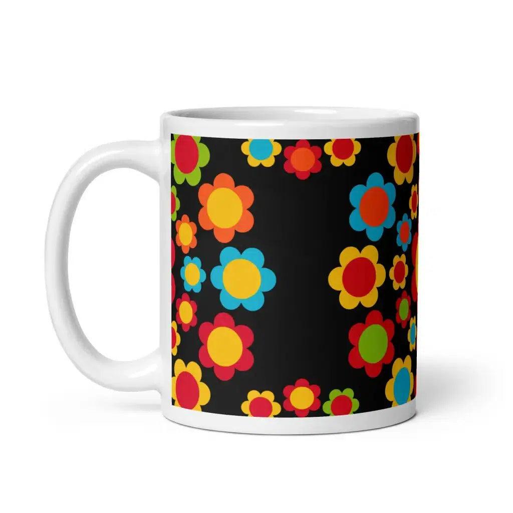Mug - FLOWERSHOP color - Retro flower and circle print 11oz