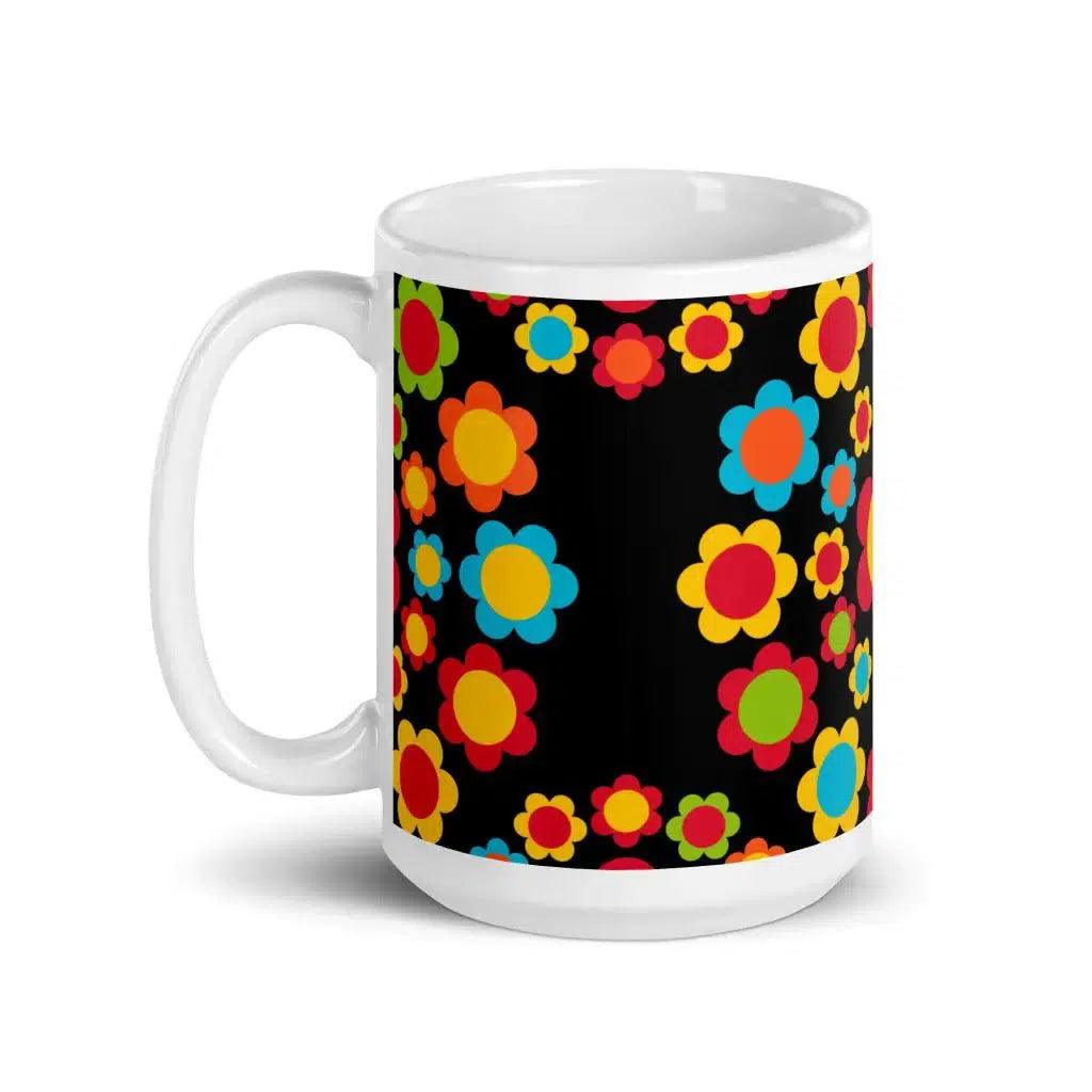 Mug - FLOWERSHOP color - Retro flower and circle print