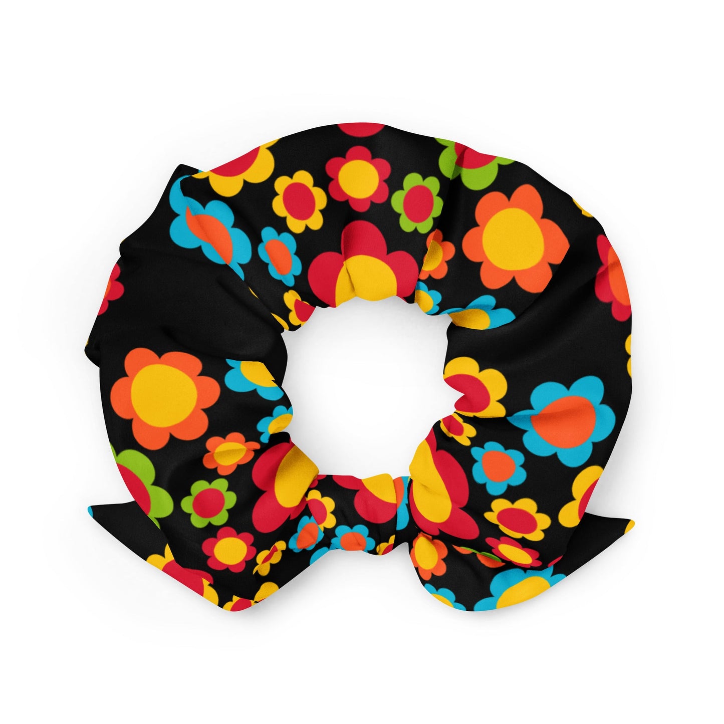 Scrunchie - FLOWERSHOP color - Retro flower and circle print