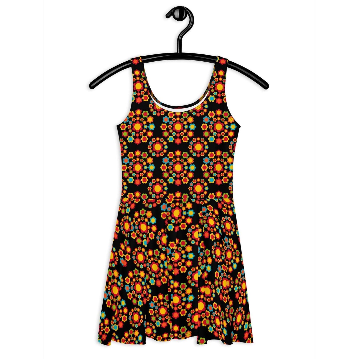 Skater dress - FLOWERSHOP color - Retro flower and circle print 3XL