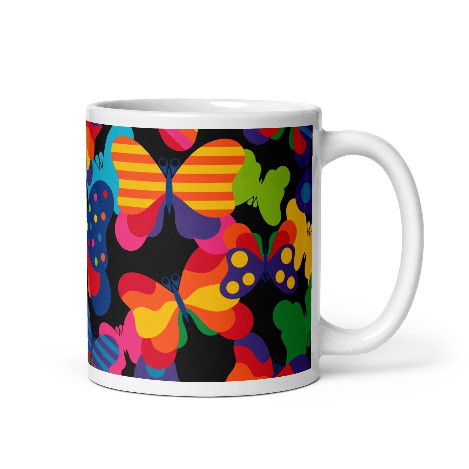 Mug - FLYRAVE black - Colorful butterfly print 11 oz