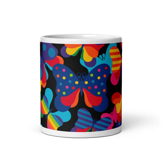 Mug - FLYRAVE black - Colorful butterfly print