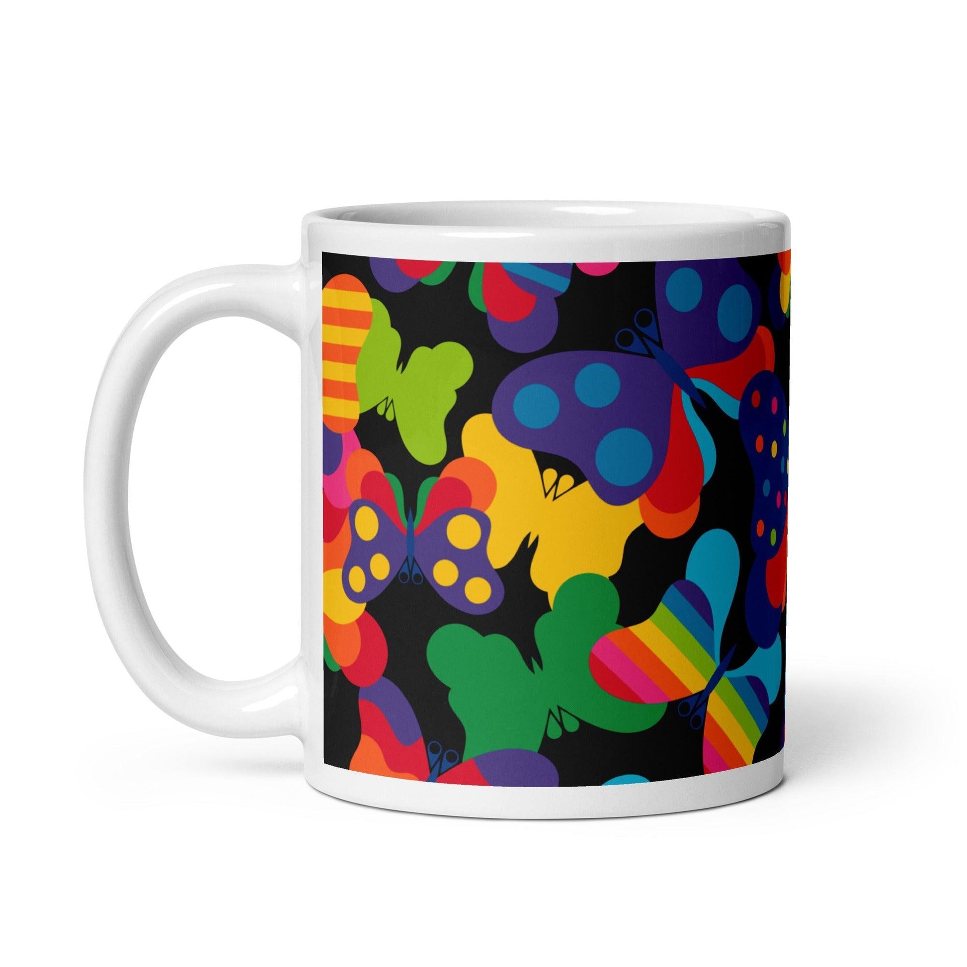 Mug - FLYRAVE black - Colorful butterfly print