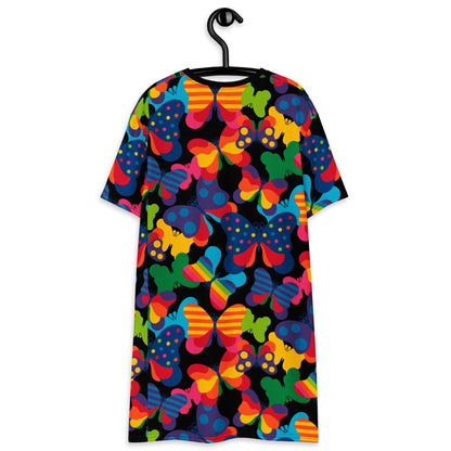 T-shirt dress - FLYRAVE black - Colorful butterfly print
