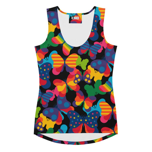 Tank Top - FLYRAVE black - Colorful Butterfly Print