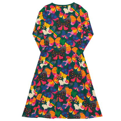 Midi dress - FLYRAVE green - Colorful butterfly print