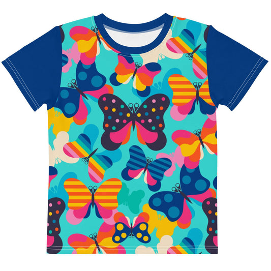 Kids' T-Shirt - FLYRAVE turquoise - Colorful Butterfly Print