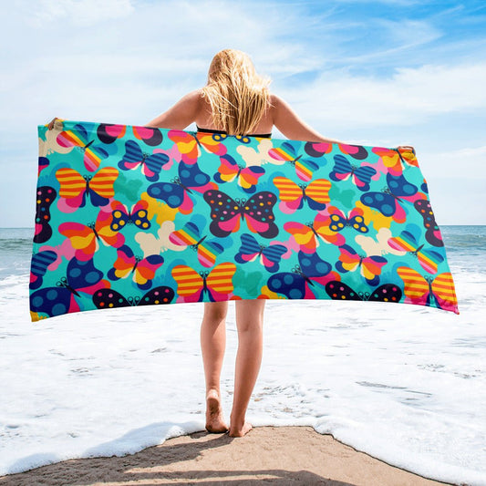 Towel - FLYRAVE turquoise - Colorful Butterfly Print
