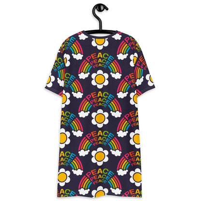 T-shirt dress - FOREVER PEACE - Peace and rainbows print