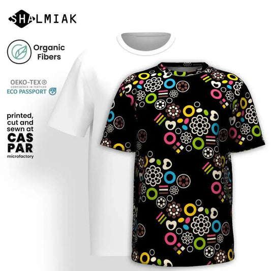 Organic cotton t-shirt - FOREVER SWEET - Colorful candy mix print