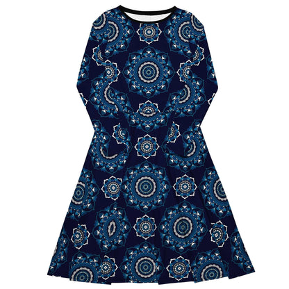 Midi dress - FOREVERMORE blue - Romantic flower and heart print 6XL