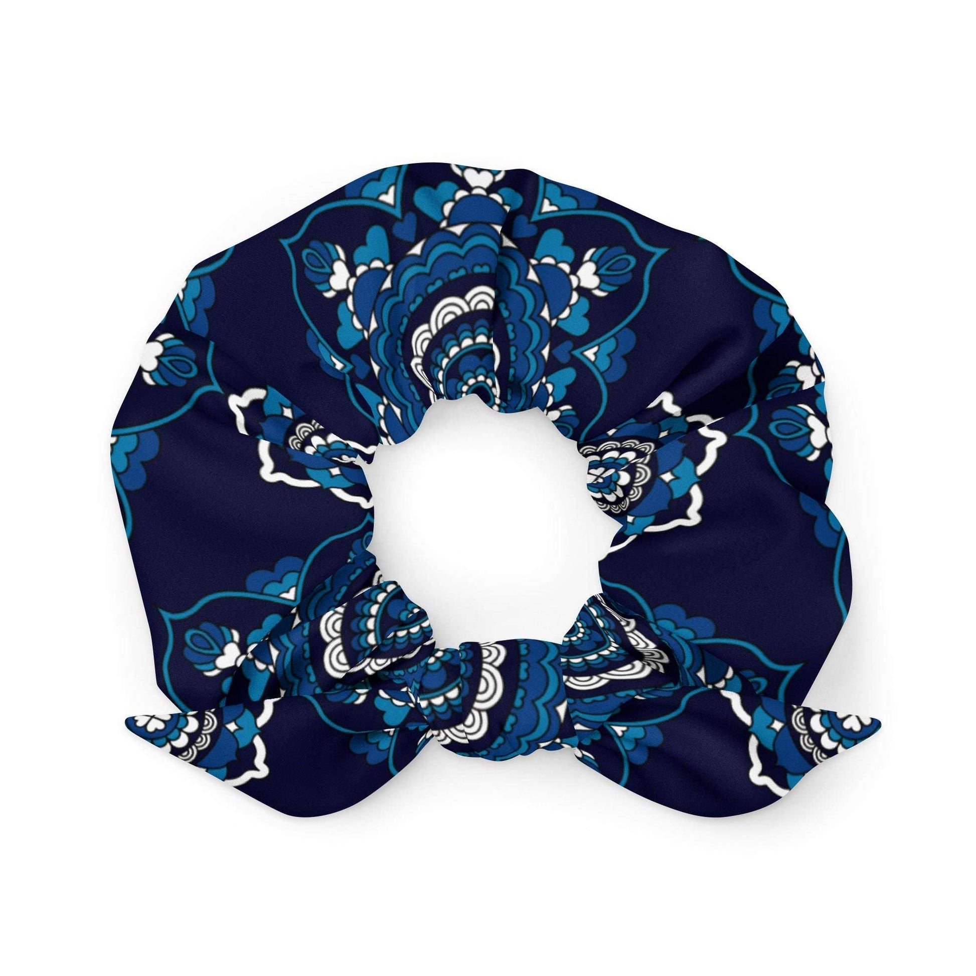 Scrunchie - FOREVERMORE blue - Romantic flower and heart print Default Title