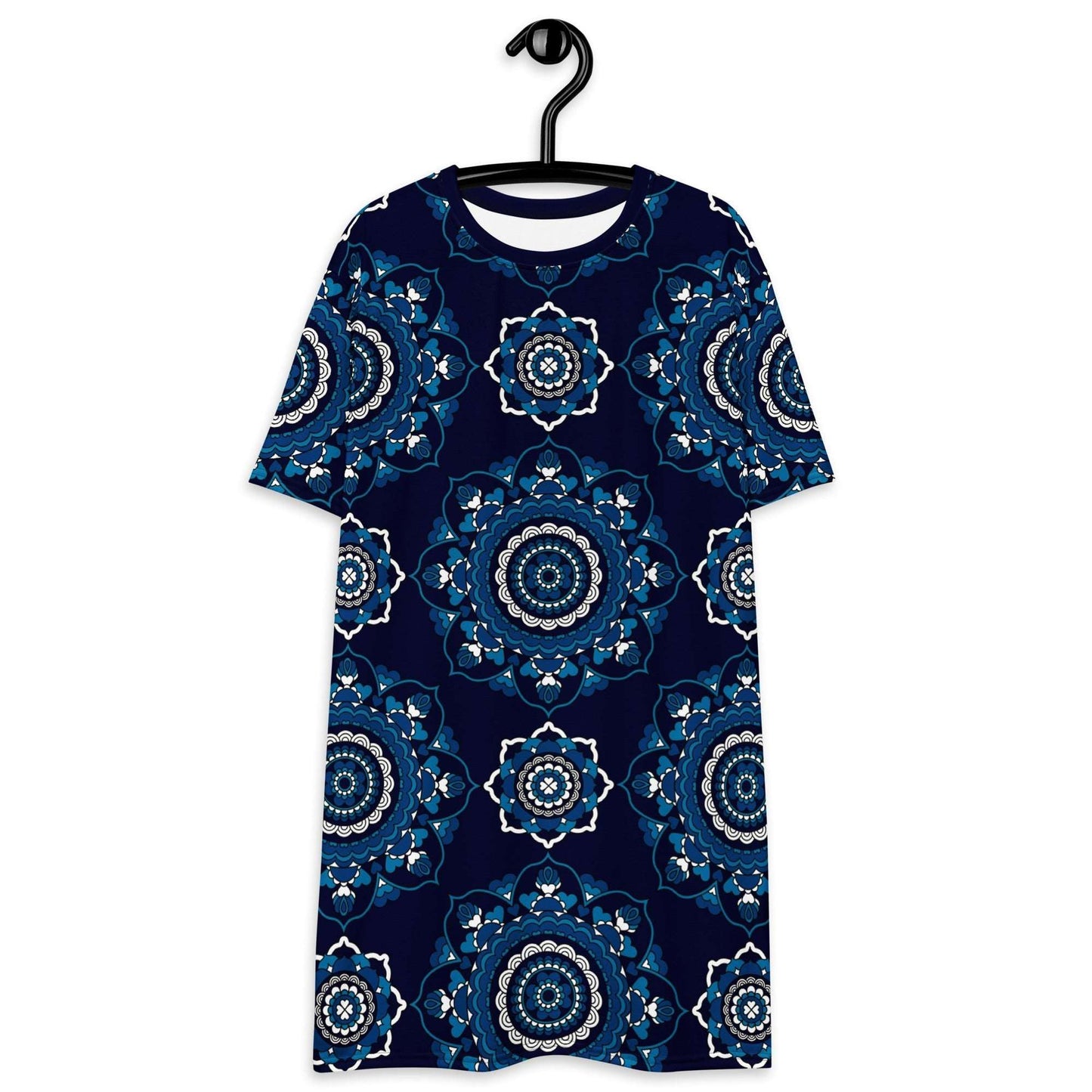 T-shirt dress - FOREVERMORE blue - Romantic flower and heart print 6XL