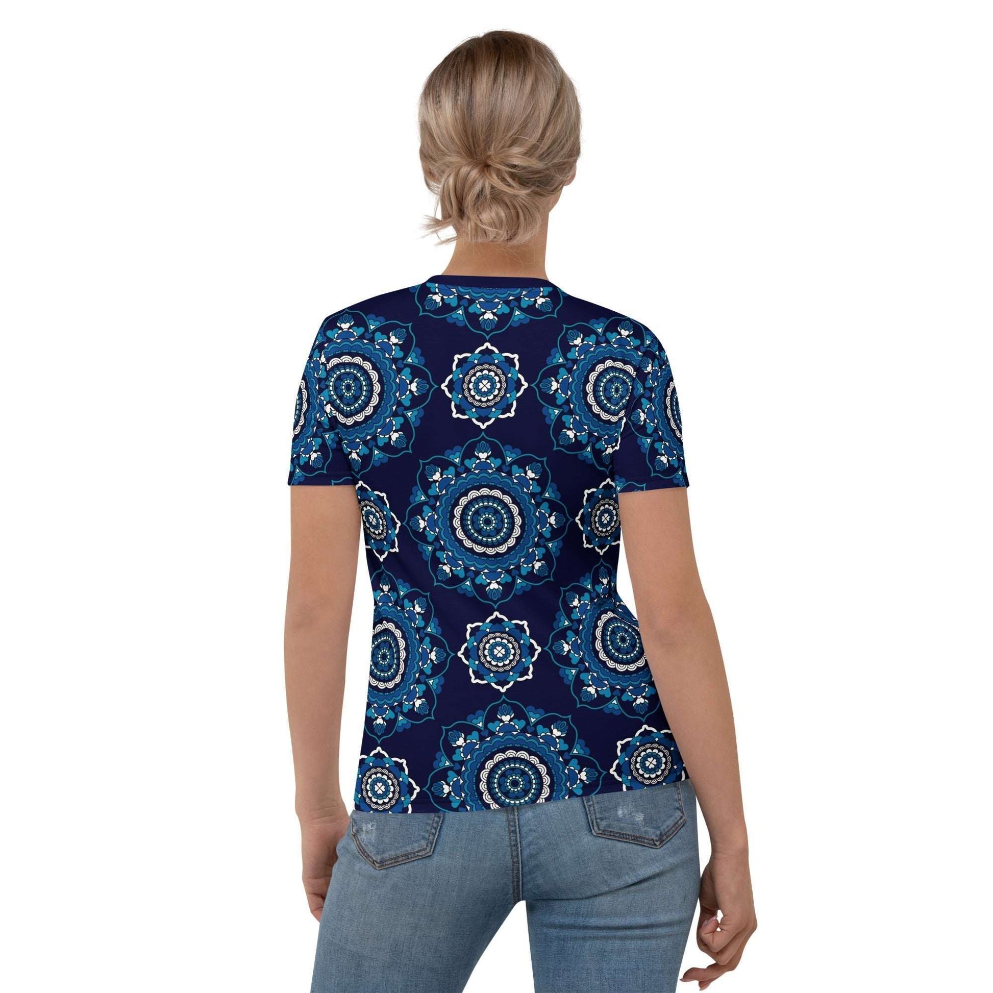 Woman's t-shirt - FOREVERMORE blue - Romantic flower and heart print