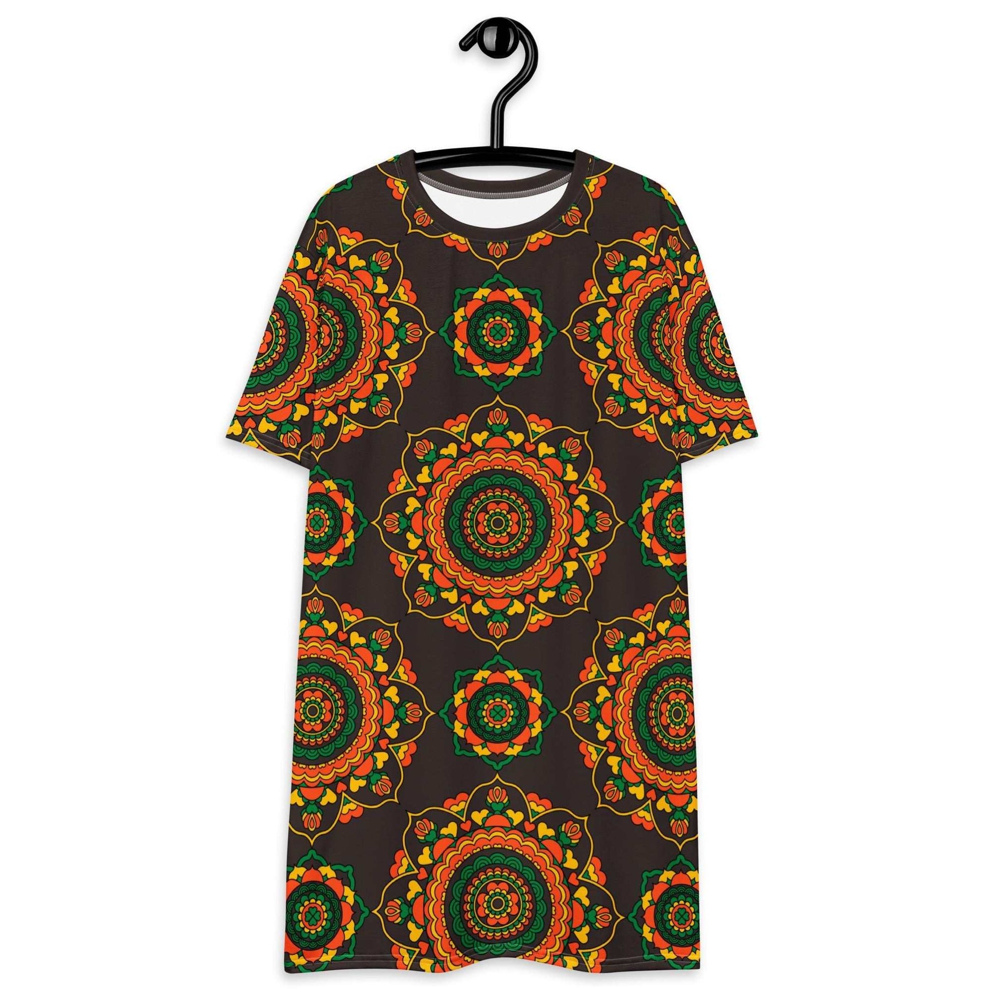 T-shirt dress - FOREVERMORE green brown - Romantic flower and heart print 6XL