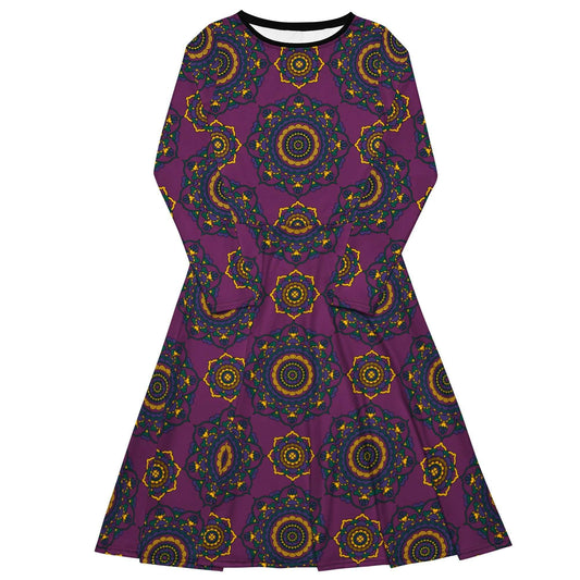 Midi Dress - FOREVERMORE plum - Romantic Flowers and Hearts
