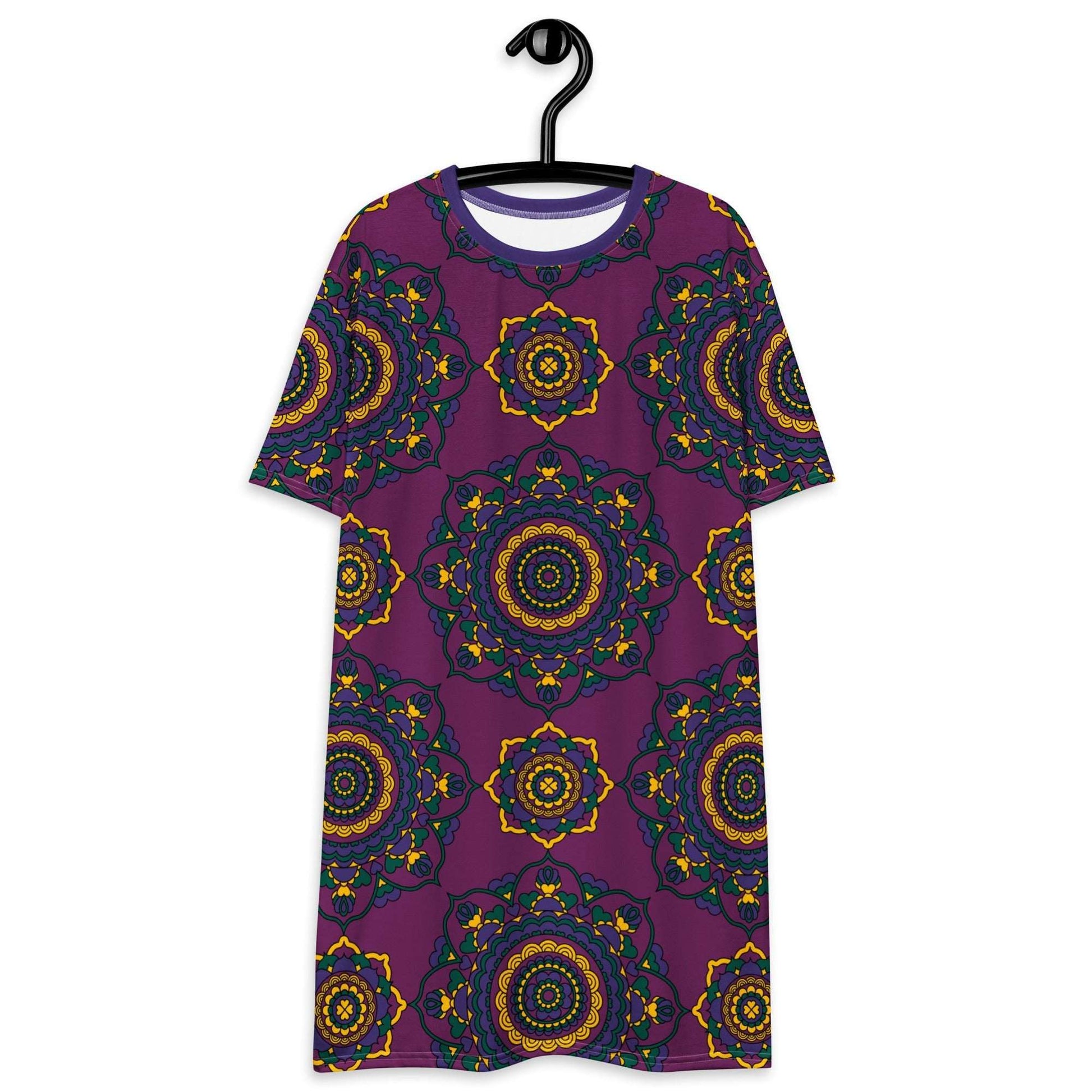 T-shirt dress - FOREVERMORE plum - Romantic flower and heart print 6XL