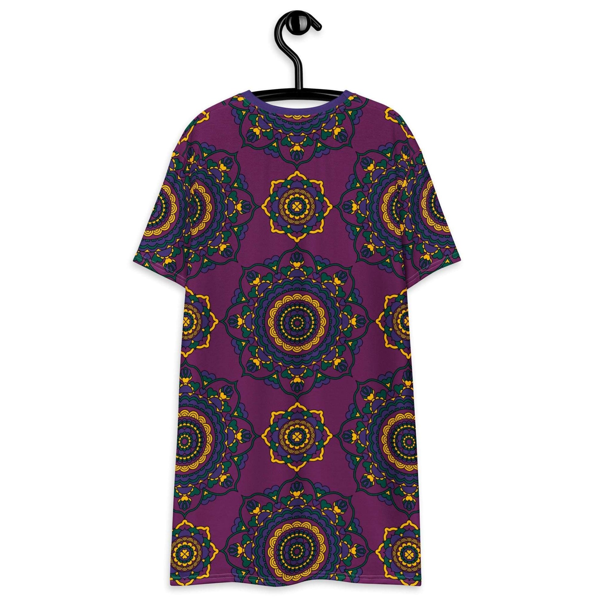 T-shirt dress - FOREVERMORE plum - Romantic flower and heart print
