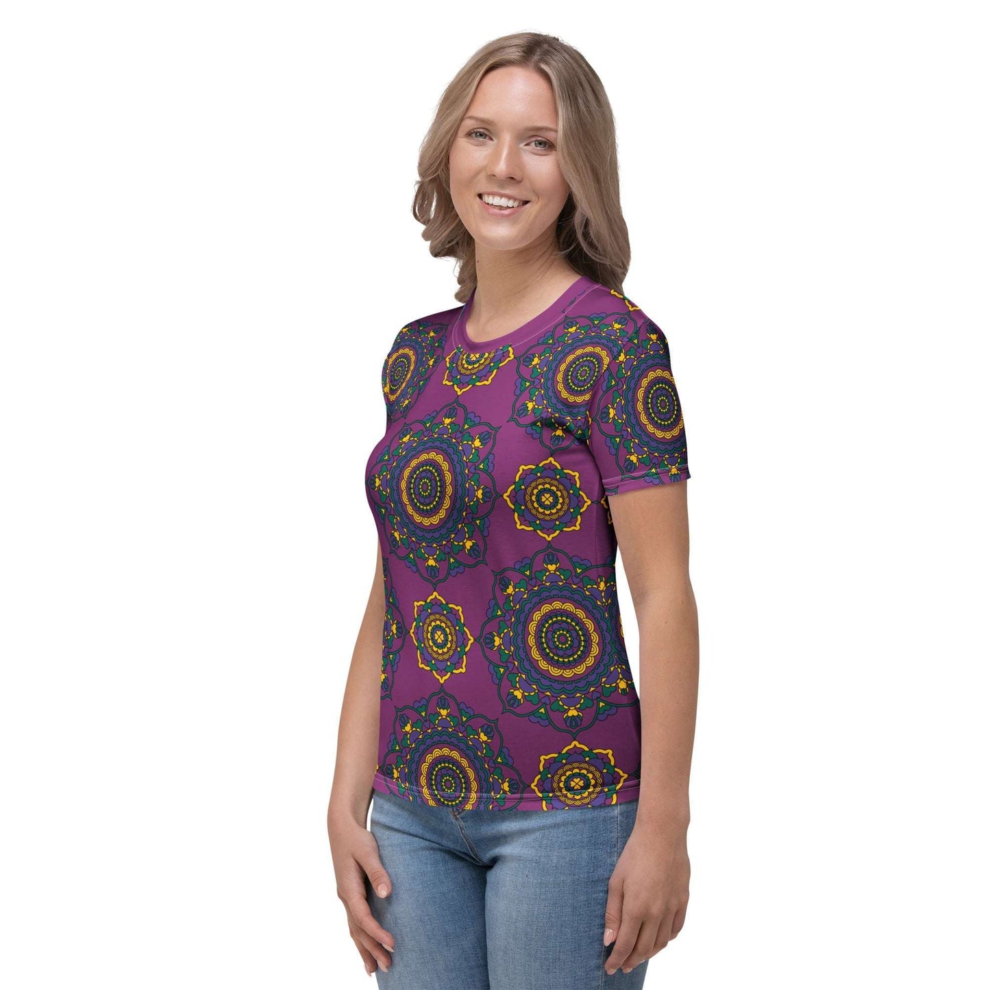 Woman's t-shirt - FOREVERMORE plum - Romantic flower and heart print