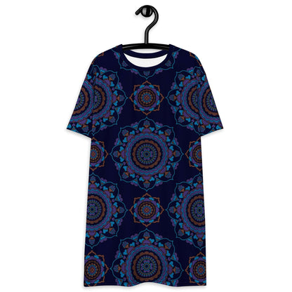 T-shirt dress - FOREVERMORE purple - Romantic flower and heart print 6XL