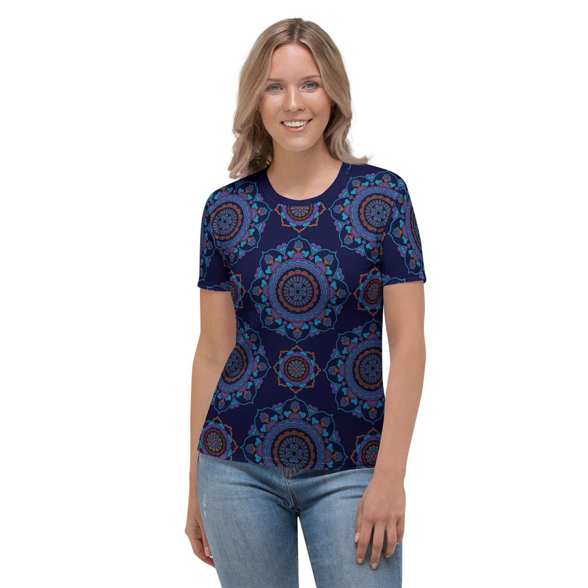 Woman's t-shirt - FOREVERMORE purple - Romantic flower and heart print