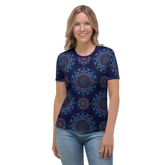 Woman's t-shirt - FOREVERMORE purple - Romantic flower and heart print