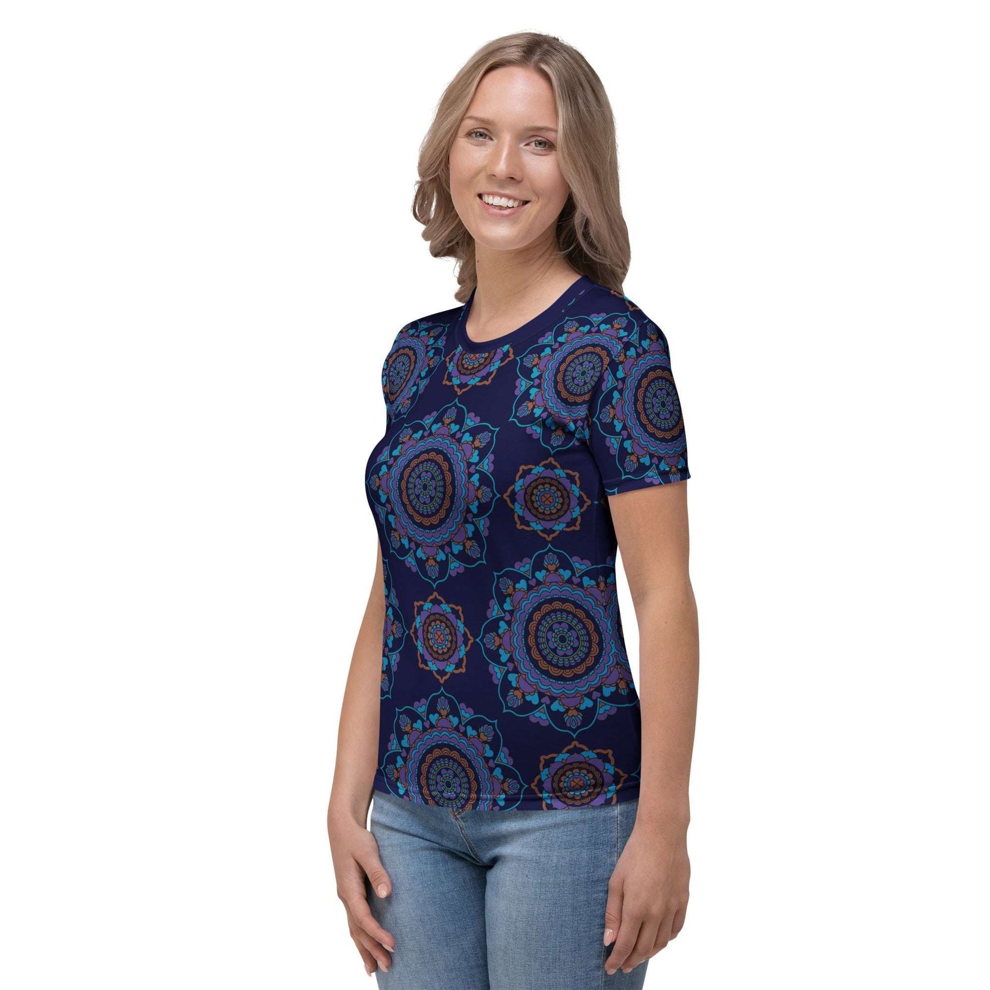 Woman's t-shirt - FOREVERMORE purple - Romantic flower and heart print
