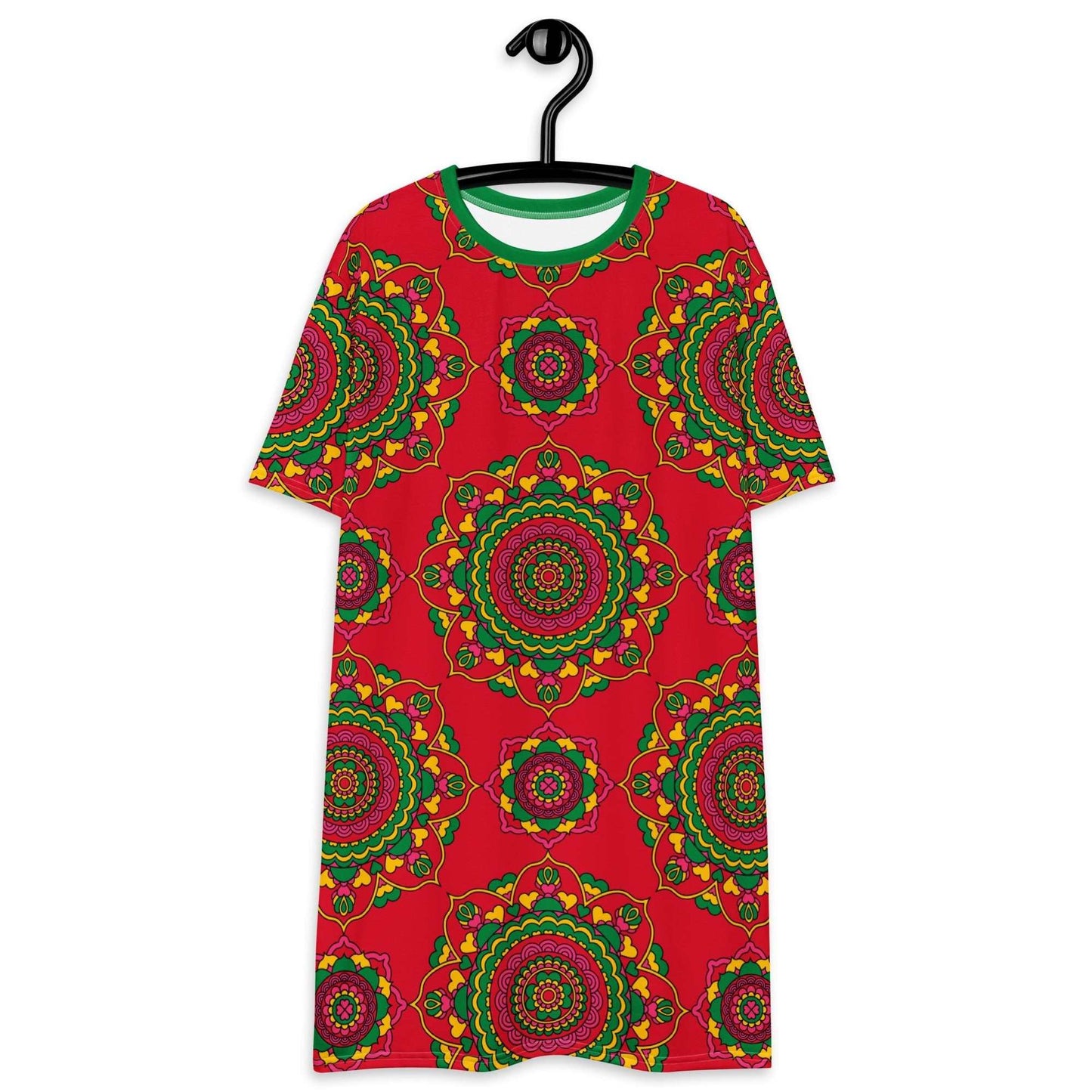 T-shirt dress - FOREVERMORE red - Romantic flower and heart print 6XL