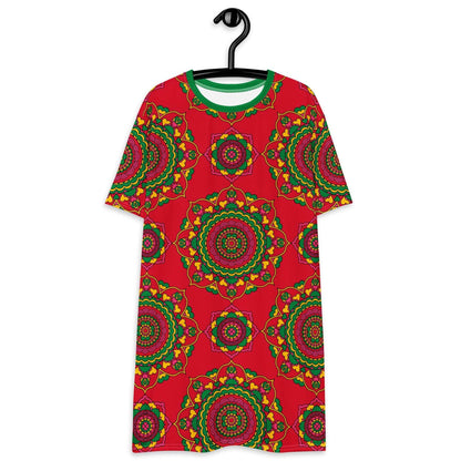 T-shirt dress - FOREVERMORE red - Romantic flower and heart print 6XL