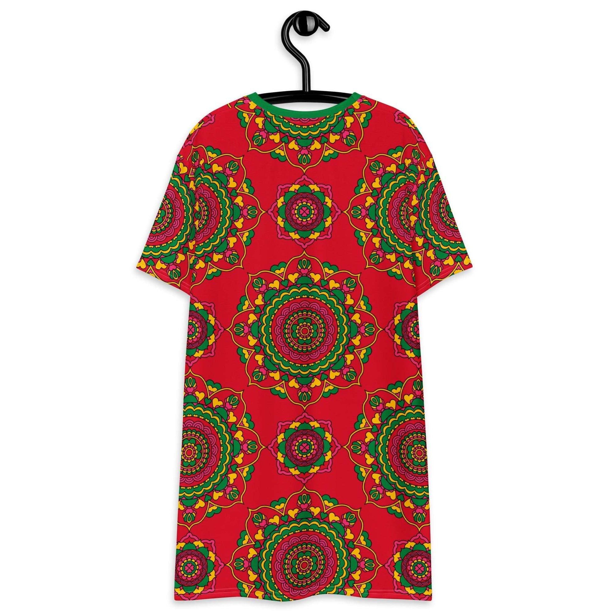 T-shirt dress - FOREVERMORE red - Romantic flower and heart print