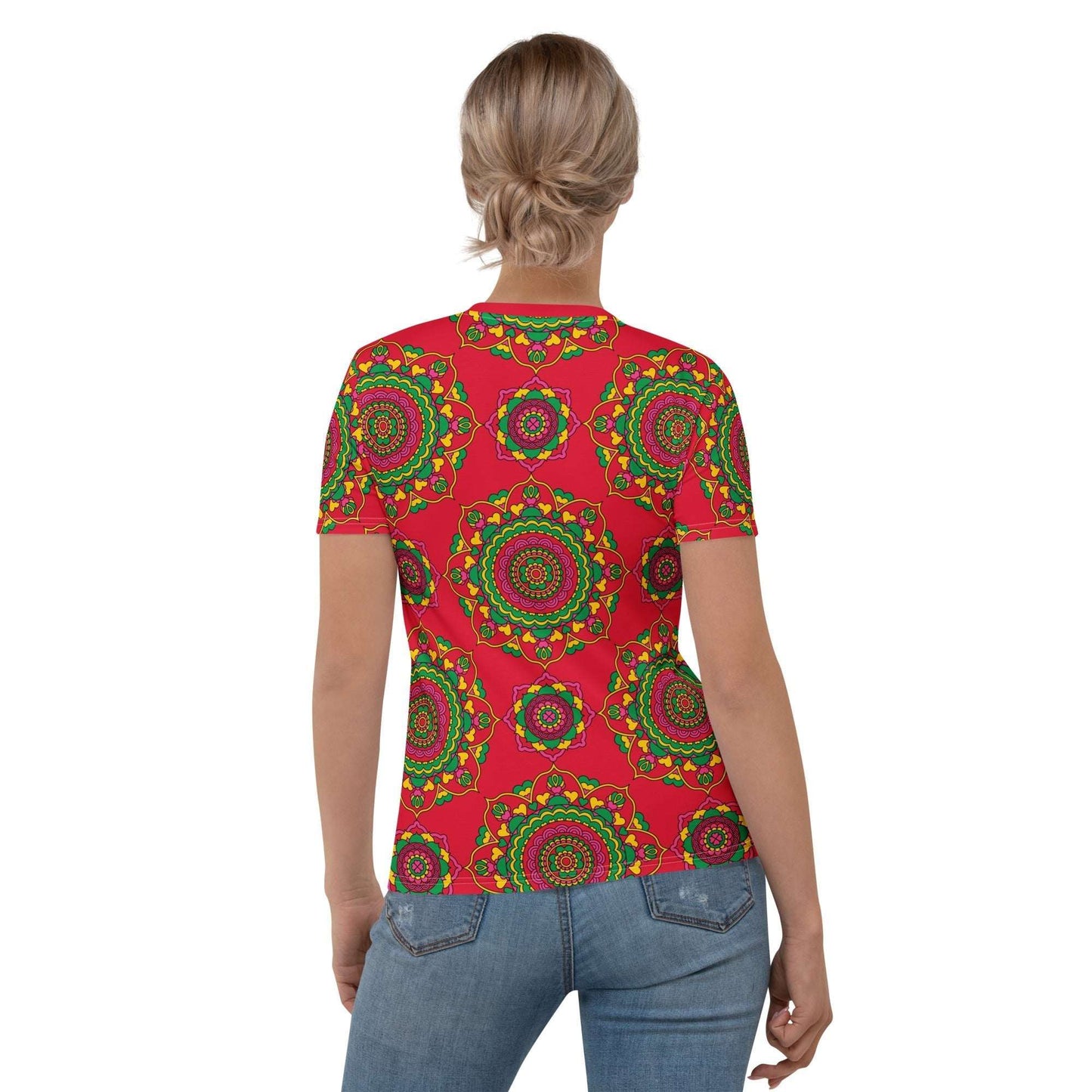 Woman's t-shirt - FOREVERMORE red - Romantic flower and heart print
