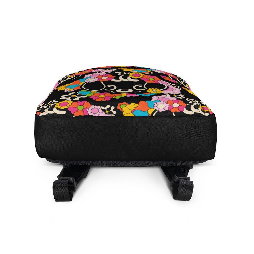 Backpack - FUNKYPUP black - Cute dogs and flowers print